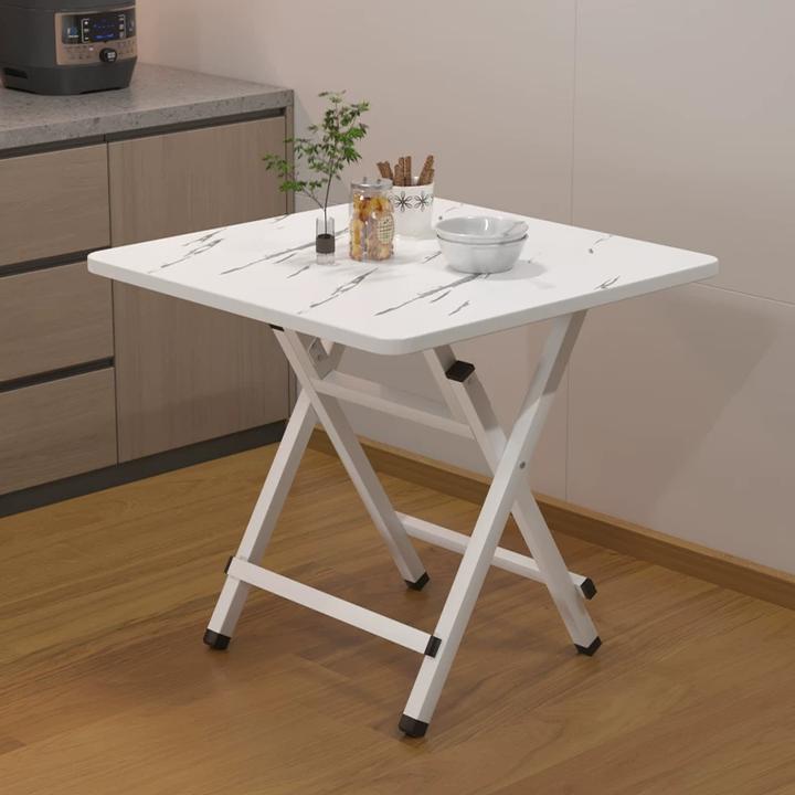 简易可折叠圆桌出租屋便携餐桌户外用餐多功能支架结构人造板小方