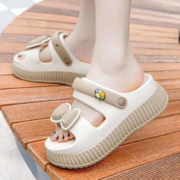 厚底凉鞋女夏季时尚百搭甜美增高凉拖鞋外出防滑加软高跟沙滩鞋子