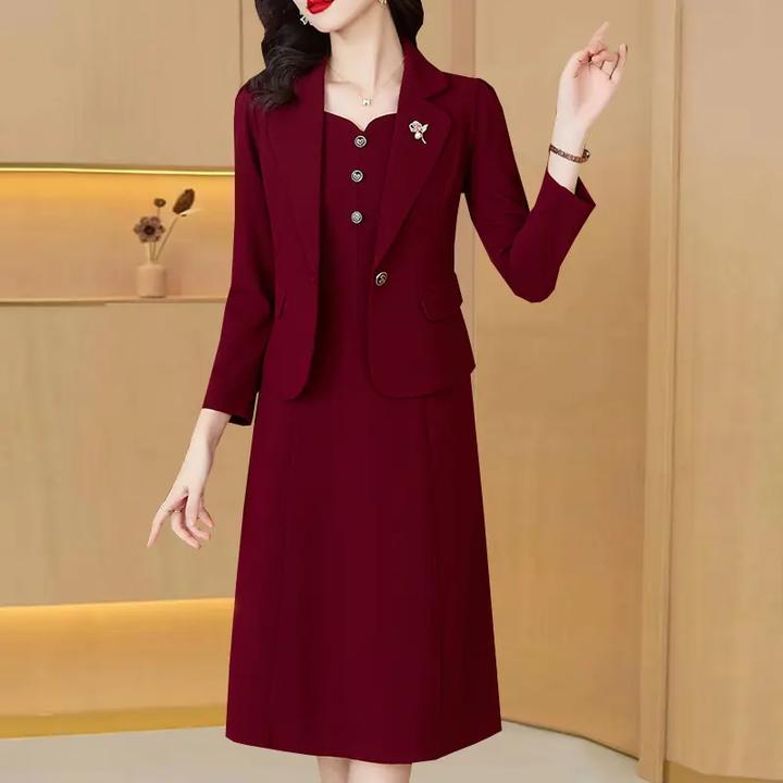 喜婆婆婚宴装连衣裙两件套女春秋结婚礼服妈妈高贵高端年轻套装女