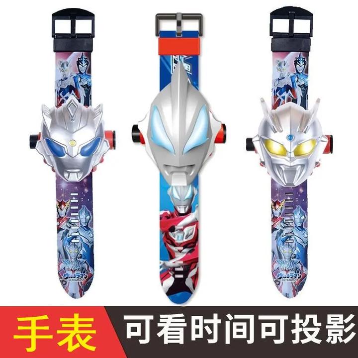 儿童投影款式投影手表投影手电筒赛罗泽塔翻盖卡通发光电子表男孩