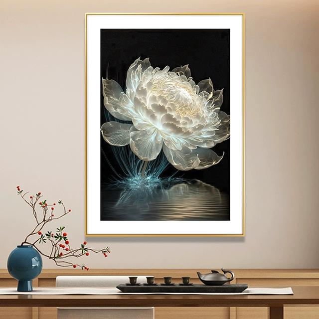 莲花光影睡莲玄关装饰画正对门客厅走廊壁画茶室卧室餐厅高级挂画