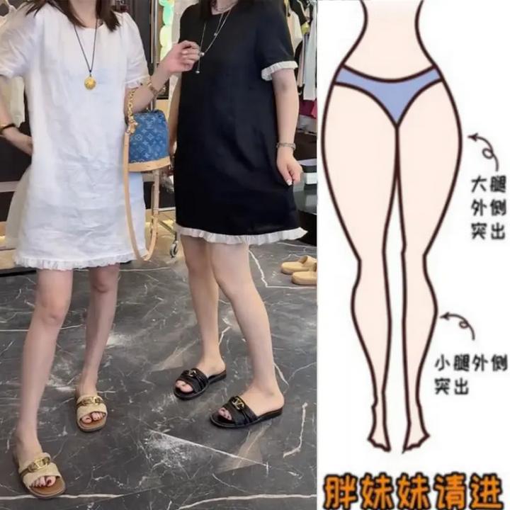 胖妹妹大码时尚洋气夏季新款薄款减龄圆领宽松显瘦气质半袖连衣裙