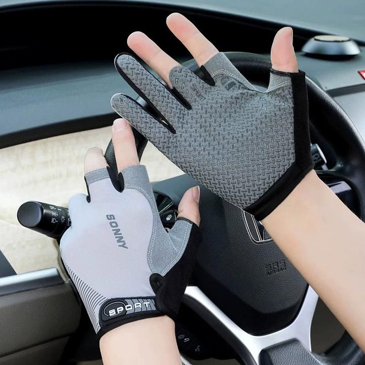 德国钓鱼手套夏季冰丝防晒防滑透气薄款露二指骑行路亚半指手套男