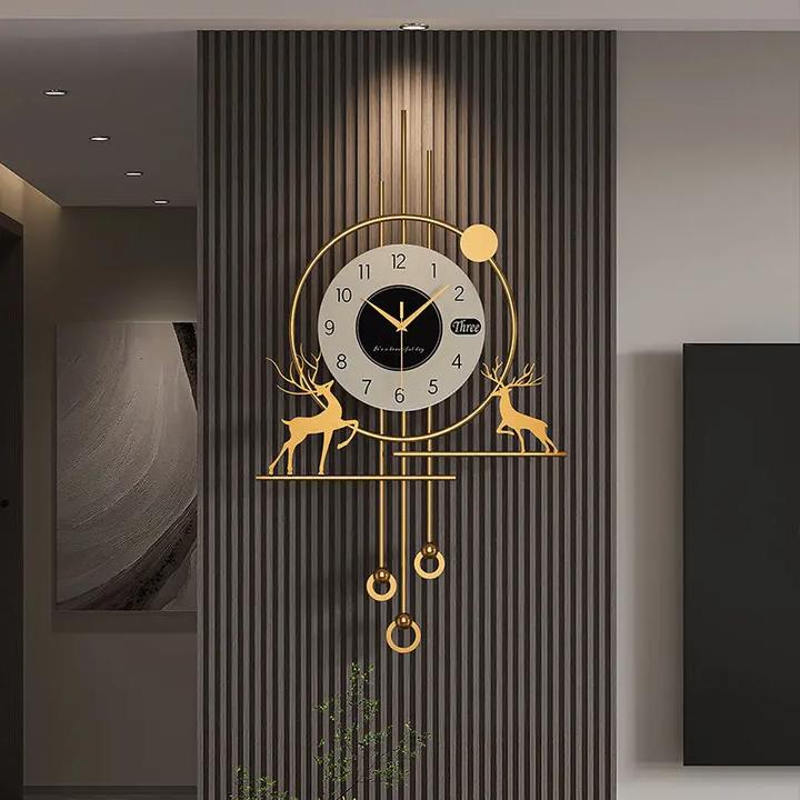 客厅y2木格栅装饰挂钟轻奢高级感时钟挂墙2025新款现代简约大气钟