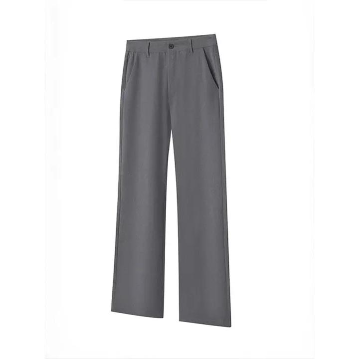 灰色微喇西裤男款夏季薄款休闲直筒裤子a字版型垂感西装裤