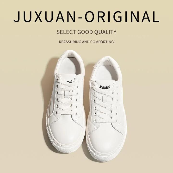 【DR专柜品质】全牛皮小白鞋女2025春季新款正品圆头白色软底舒适