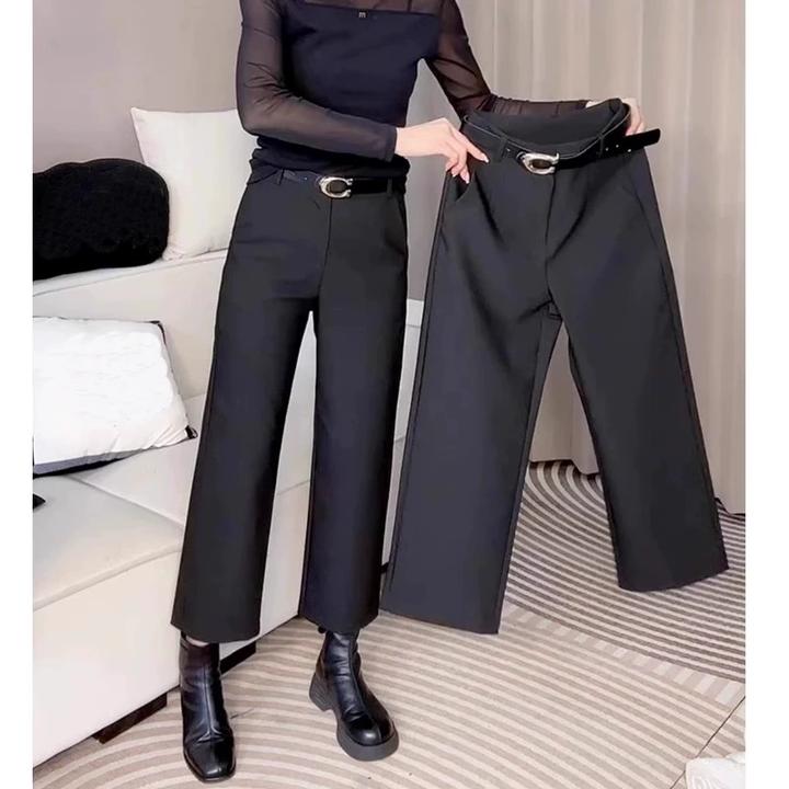 2025春秋爆款大码女装宽松直筒休闲西装裤梨形身材流行九分阔腿裤