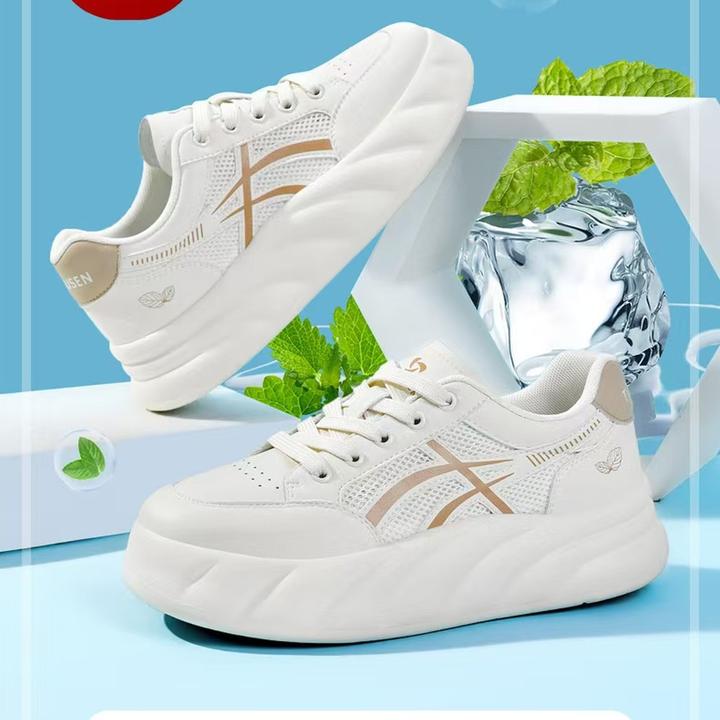 拓步森2868夏季时尚百搭厚底软底网面休闲女鞋小白鞋