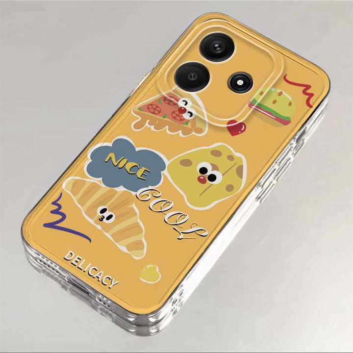 小米红米Note14搞怪汉堡手机壳卡通高级感男女款透明全包软硅胶