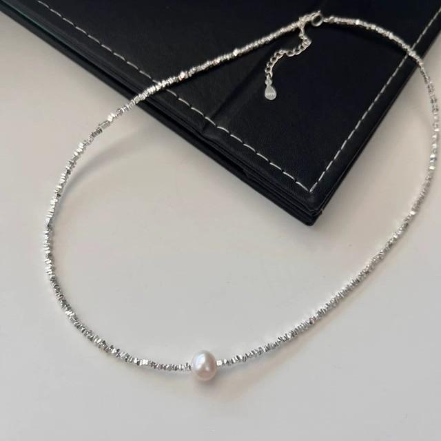 米丁 链子925银 轻奢小众项链不规则碎银子气质2024新款百搭颈链