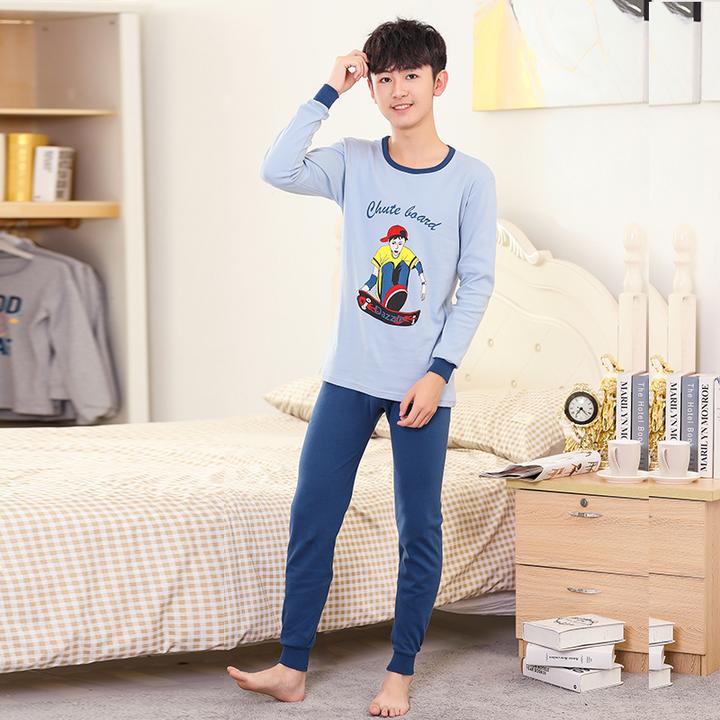 中大童秋衣秋裤纯棉男童女童内衣套装青少年秋冬保暖睡衣全棉毛衫