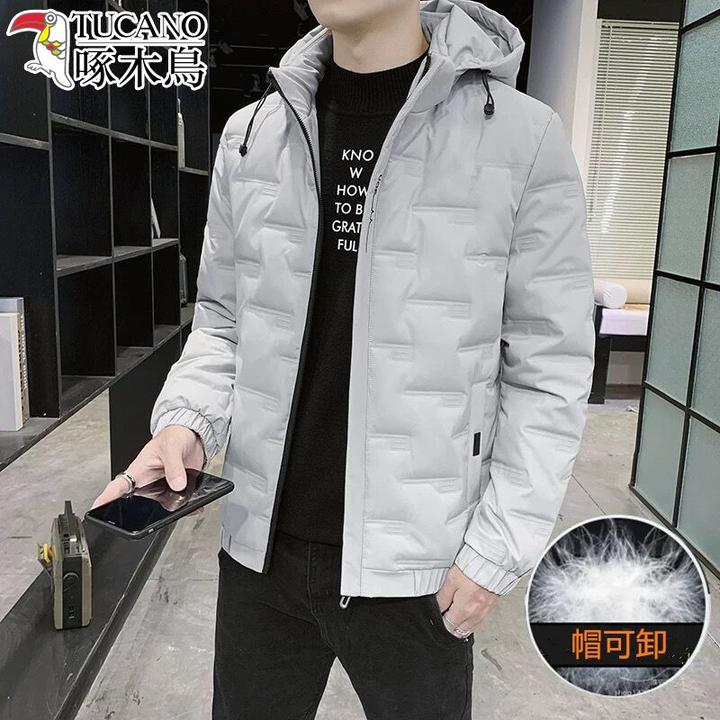 啄木鸟男士休闲潮流棉衣冬季新款可拆卸帽保暖大码棉服连帽外套男