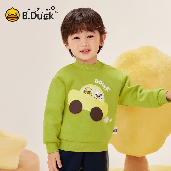 B.Duck小黄鸭童装男童加绒卫衣冬季款套头衫保暖厚上衣BF5531016