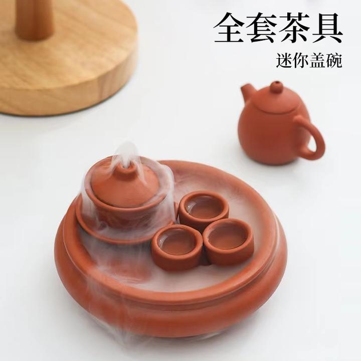 陶瓷迷你儿童茶具中式蓄水壶盘套装摆件启蒙茶艺过家家茶壶玩具
