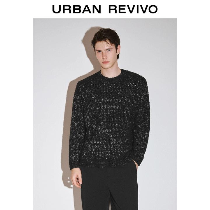 UR男装时尚慵懒风纯色圆领长袖针织衫UMM940013