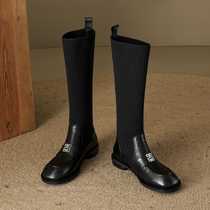 花思宇/长筒平替好物/2.5cm袜靴针织毛线筒长靴袜子靴瘦瘦靴百搭