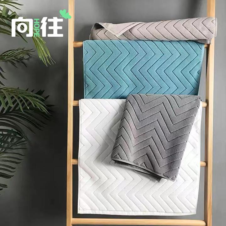 酒店地巾浴室地垫毛巾纯棉加厚吸水防滑厕所卫生间家用抹脚布速干