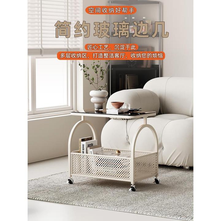 日本风可移动边几客厅玻璃小推车网红简约小茶几小户型卧室床边桌
