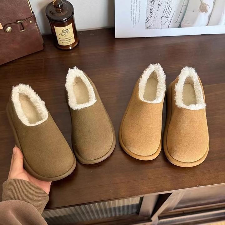 ABC女童加绒鞋子土豆棉鞋冬季一脚蹬幼儿园儿童保暖鞋软底勃肯鞋