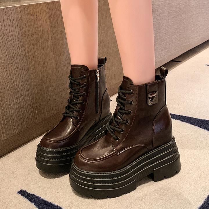 10公分内增高马丁靴女加绒2025秋冬新款厚底小个子百搭短靴瘦瘦靴