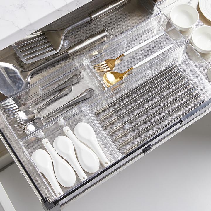 厨房抽屉分隔盒橱柜收纳整理盒自由组合刀叉餐具勺子亚克力收纳盒