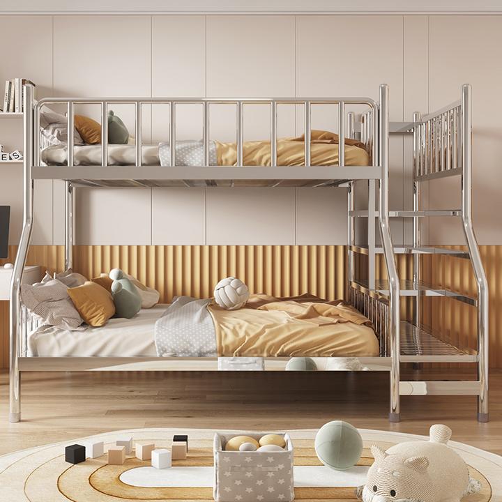 加厚不锈钢高架床双层床高低子母床上下铺铁架床304钢床双人床