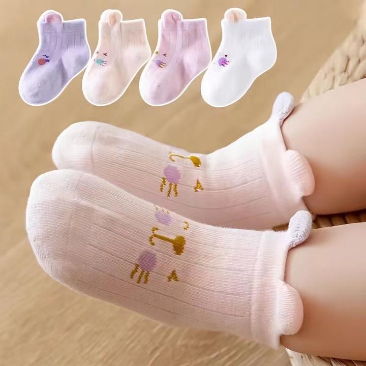 婴儿袜子0-1岁春秋薄款透气棉袜可爱卡通儿童袜子婴幼儿春夏不勒0