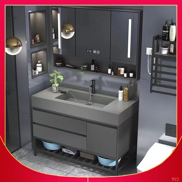 智能浴室柜组合纳米岩石一体洗漱台盆洗脸盆柜卫生间轻奢洗手落地