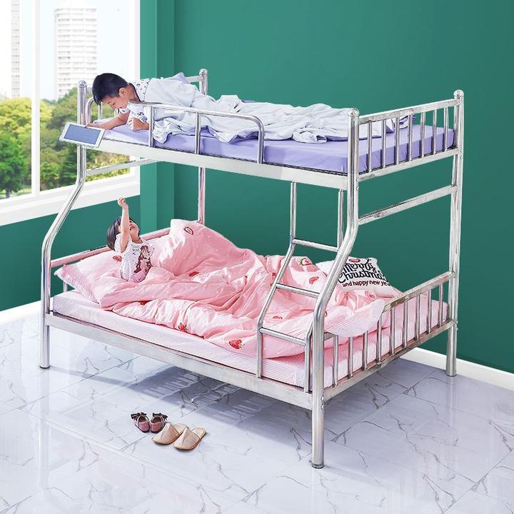 实木床双层床小孩公主床学生床不锈钢上下床成人床子母床床架1级