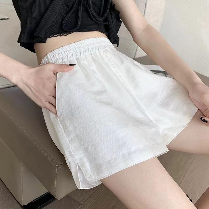 阿颖日记 夏天女款短裤高腰显瘦a字百搭遮肉外穿百搭白色黑色热裤
