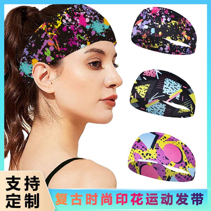 瑜伽发带复古时尚印花带旅行派对吸汗透气跑步健身运动束发带头带