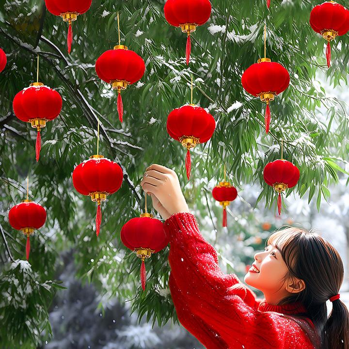 新年红灯笼挂饰2025新款蛇年春节过年大门院子绿植盆景装饰品挂件