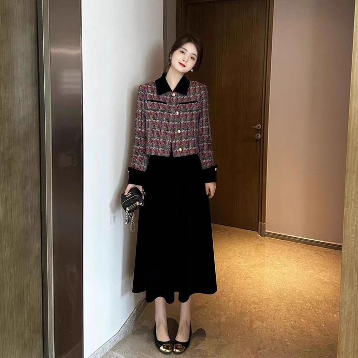 2024年秋季爆款小香风格纹编织短外套女流行复古高级感气质百搭