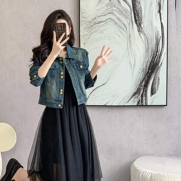 牛仔外套女春秋新款宽松显瘦减龄洋气法式时尚设计感短款夹克上衣