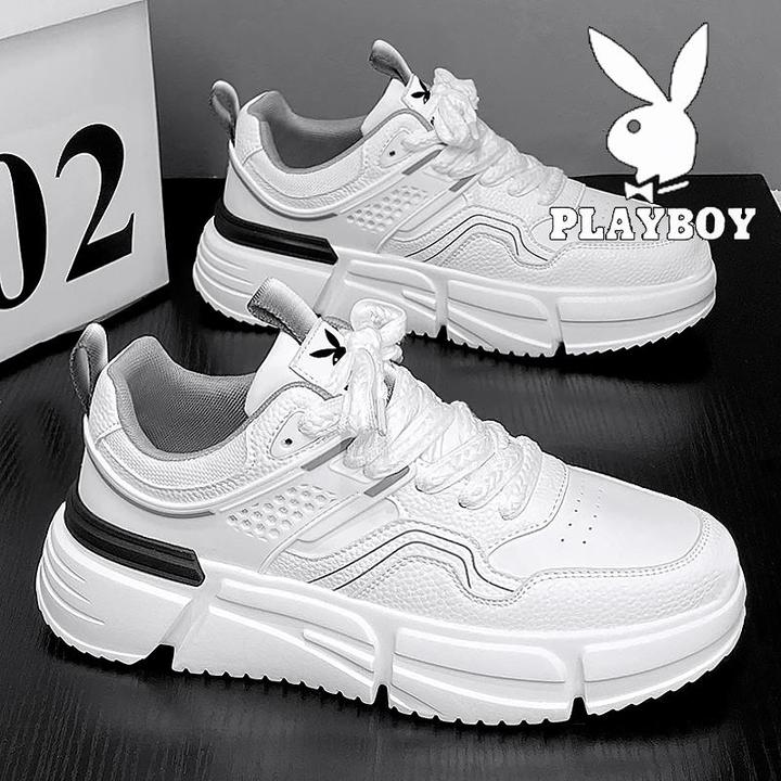 花花公子鞋子男鞋秋季青少年小白鞋潮流百搭真皮运动休闲厚底板鞋