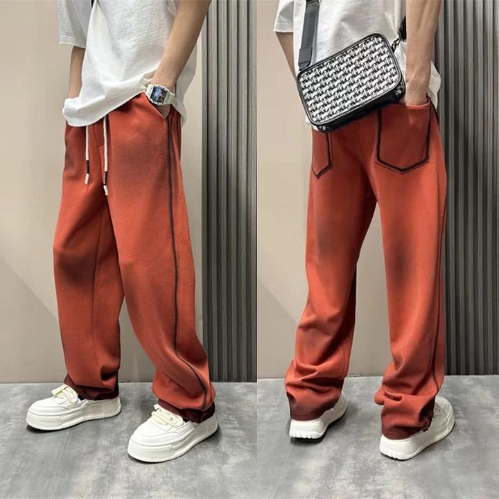 美式春季宽松运动休闲裤男痞帅设计感扎染潮流高级感直筒卫裤男