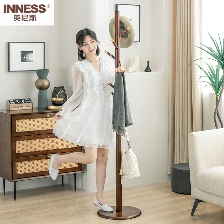 网红实木衣帽架落地家用衣服架落地简约立式挂衣服架子卧室