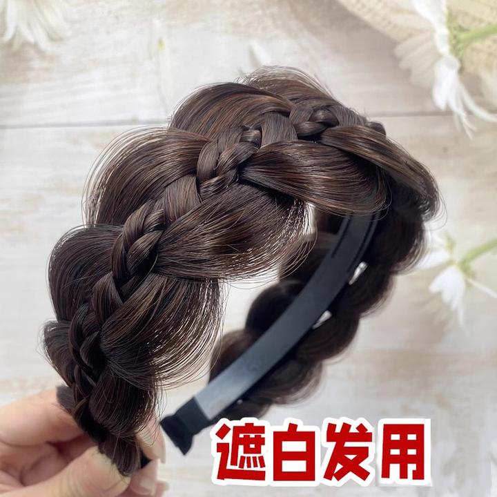 鱼骨辫假发发箍2024女款麻花辫发卡发捆头饰高颅顶显发量压发头箍