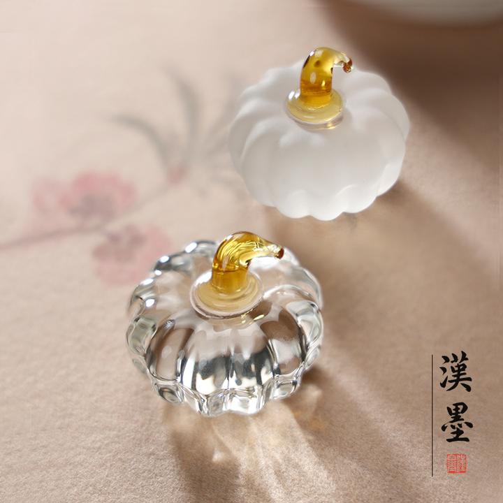 水晶南瓜镇尺 镇纸创意压纸可做笔搁毛笔架玻璃书法压尺文镇
