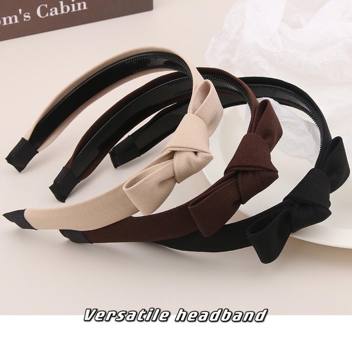 网红气质发箍简约百搭宽边带齿防滑蝴蝶结头箍韩国甜美成人黑色女