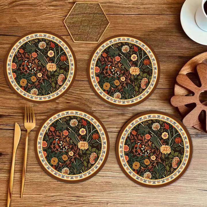 【拍一发四】法式复古风硅藻泥吸水隔热防水圆形创意杯垫碗碟防烫垫