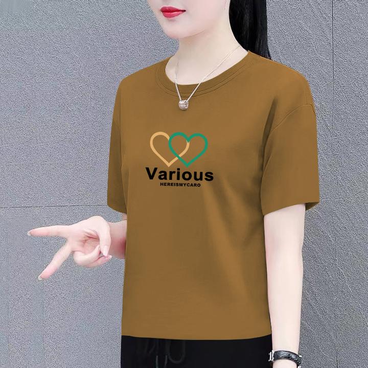 纯棉短袖t恤女夏季新款时尚洋气百搭宽松显瘦女装遮肚上衣体恤衫