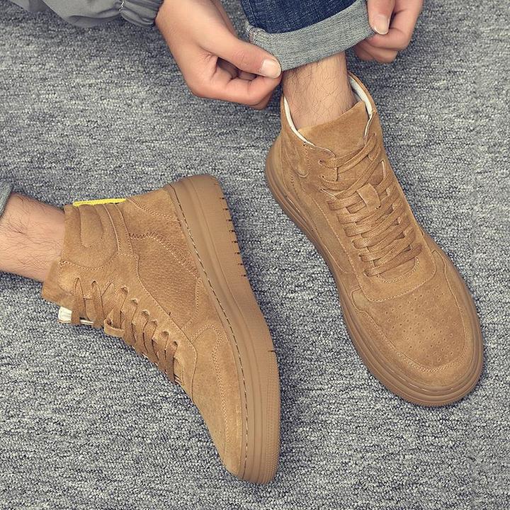 马丁靴男高帮秋冬2024新款英伦风加绒休闲秋季男士增高真皮马丁靴