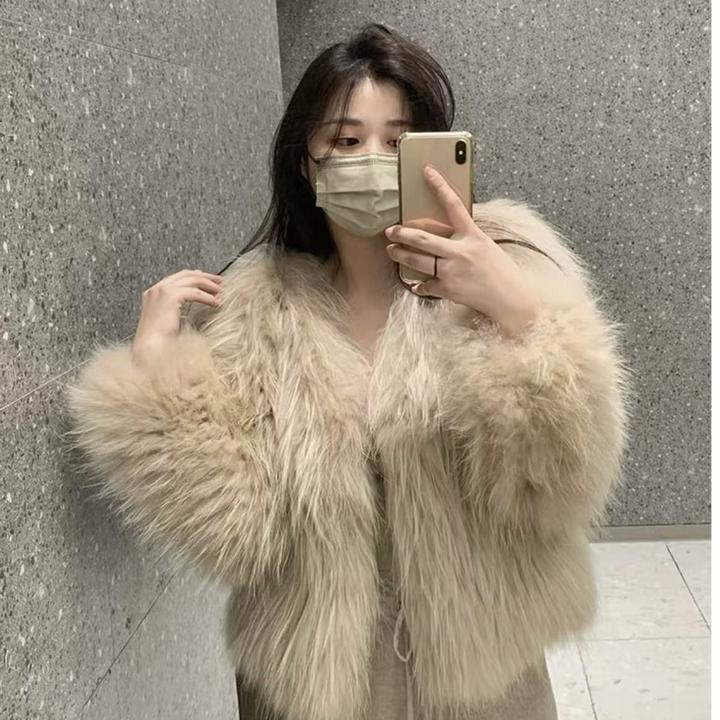 【kiki专属】冬季百搭编织加密加厚短款毛毛外套女时尚轻奢2444