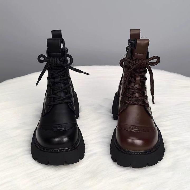 爆款马丁靴女鞋2025秋冬新款小个子英伦风百搭厚底圆头加绒小短靴