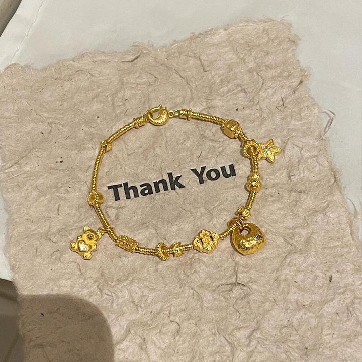 铜合金手链 小胖福星星花瓣流苏手链小熊锦鲤盘缠手绳国潮高颜值