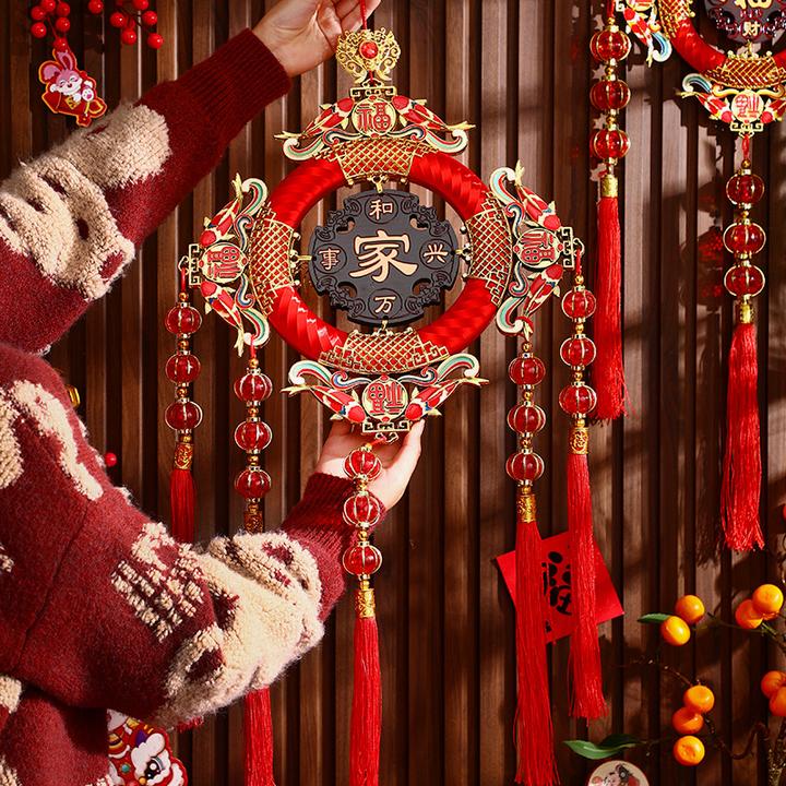 中国结挂件客厅高档春节大号桃木福字2025过年挂饰玄关背景墙新年