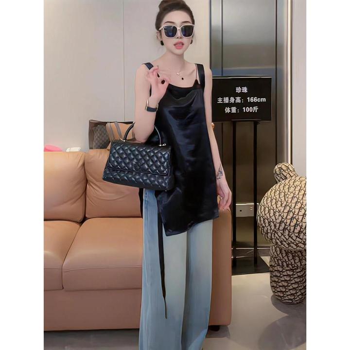 欧货新款背心外穿设计感别致斜领甜辣吊带女高级感无袖上衣夏