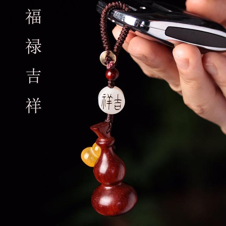 手机链钥匙扣檀木钥匙扣挂件匙扣创意包包汽车挂饰（文字随机）