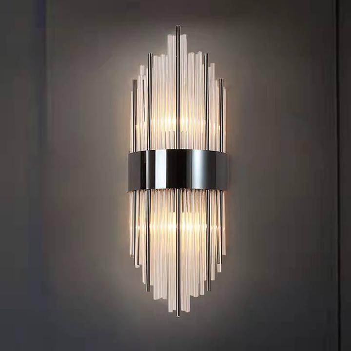 潮流壁灯酒店灯网走廊玄关背景墙水晶灯不锈钢墙壁灯床头充电